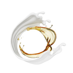 Wall Mural - Milk and oil for cosmetics and skin care, 3d rendering.