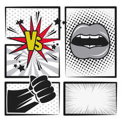 Canvas Print - Comic book story pop art cartoon in black and white