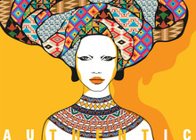 Conceptual Fashionable Illustration. Female Portrait In Ethnic Style. Graphic Art