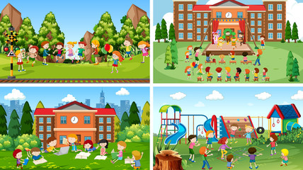 Sticker - Set of scenes in nature setting