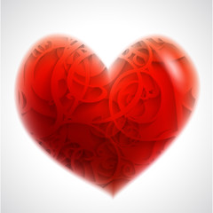 Illustration with a red valentine heart. romantic concept art