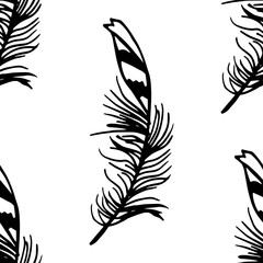  feather seamless pattern hand drawn sketch