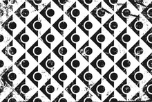 Grunge Abstract Geometric Pattern. Horizontal Black And White Backdrop.