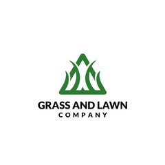 Wall Mural - Triangle green grass lawn company logo design