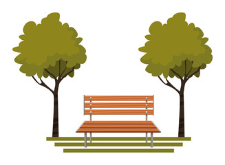 Canvas Print - Park with bench and trees cartoon