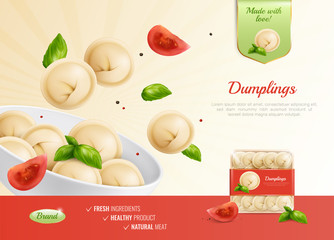 Wall Mural - Dumplings Ravioli Advertising Composition