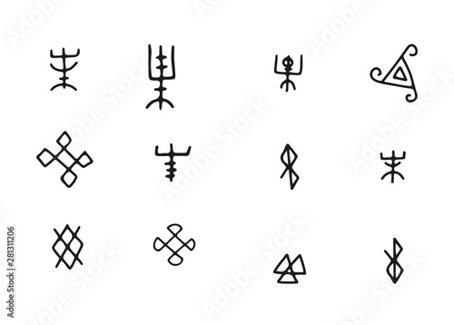 Fotografía Simple Futhark norse islandic and viking runes set