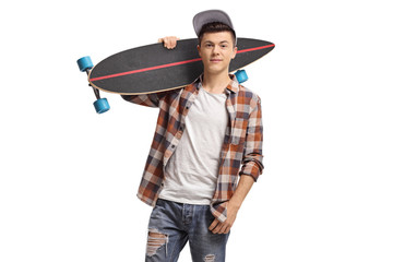 Wall Mural - Teenager with a longboard