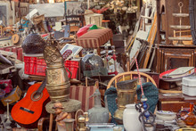 Old Vintage Objects And Antiques For Sale At The Flea Market