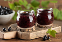 Two Jars With Black Currant Jam