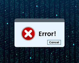 Wall Mural - windows error message. warning of system crash against binary computer data.