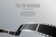 Movie film reel or film stripe isolated on white background. Black cinema film strip with different shape effect and empty space for your text. Old movie cinema banner design. Vector film festival.