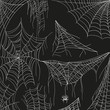 © Sergey - Cobweb set on black. Tangled spider white web for catching insects. Vector hand-draw cartoon illustration