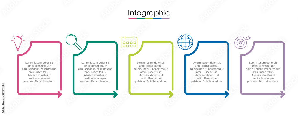 Vector infographic template with five steps or options. Illustration ...