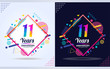11 years anniversary with modern square design elements, colorful edition, celebration template design.