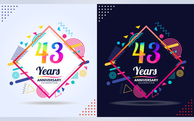 Wall Mural - 43 years anniversary with modern square design elements, colorful edition, celebration template design.