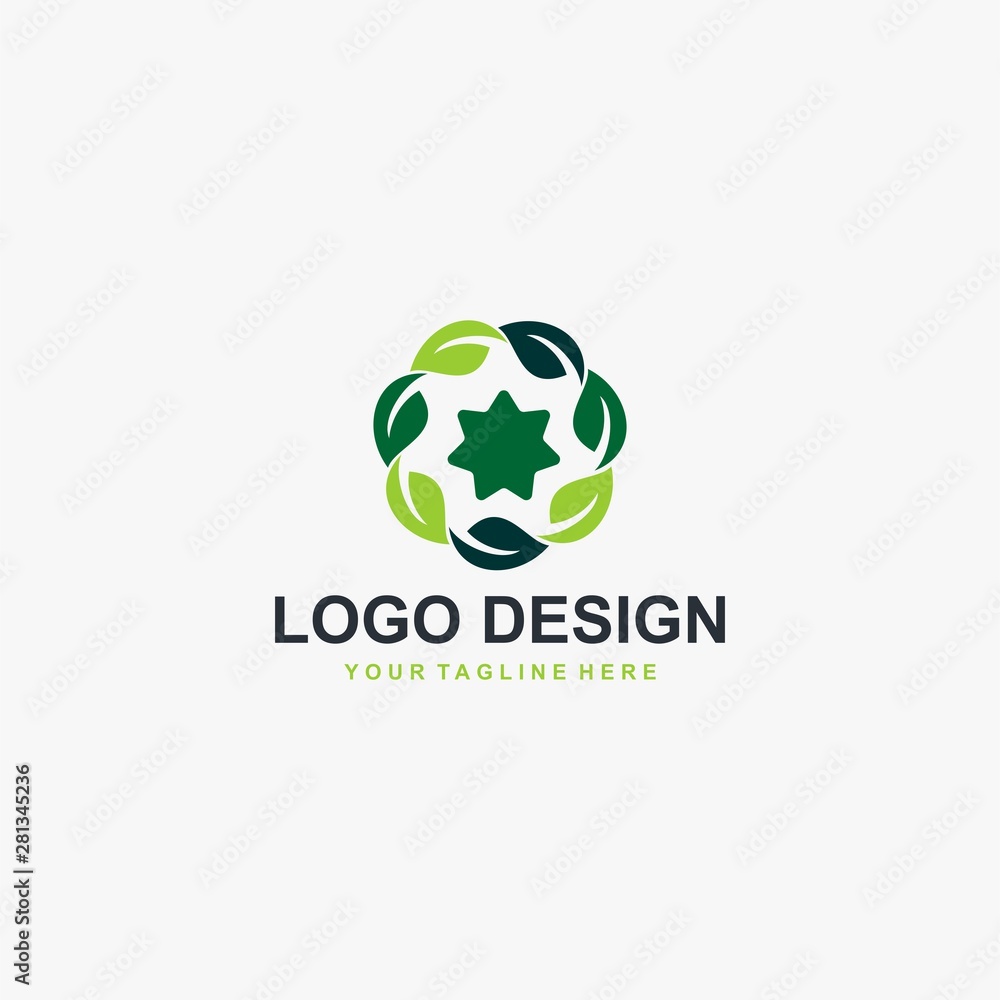 Green leaf logo design vector. Plant abstract illustration symbol ...