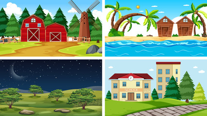 Sticker - Set of scenes in nature setting