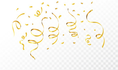 Wall Mural - celebration background template with confetti gold ribbons. luxury greeting rich card.