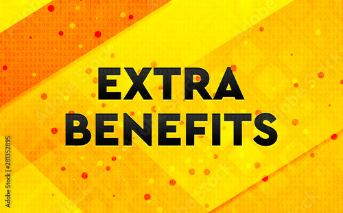Extra Benefits Abstract Digital Banner Yellow Background Buy