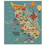 Fototapeta Boho - Map of california simple illustration on white background
