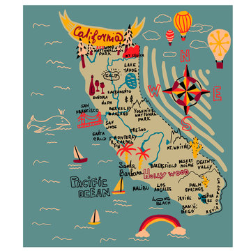 map of california simple illustration on white background