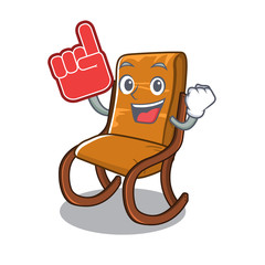 Poster - Foam finger toy rocking chair above cartoon table