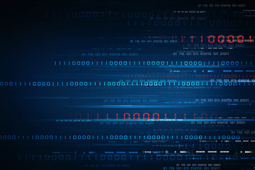 2d illustration abstract digital binary data on computer screen