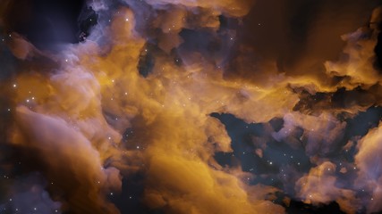 Abstract background with clouds and stars. Blue and yellow. Template for illustrations of space and clouds.