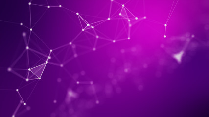 Abstract background Dot and connect line for cyber technology futuristic and network connection concept with dark and grain processed wide screen ratio.