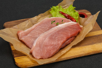 Juicy raw pork steak meat