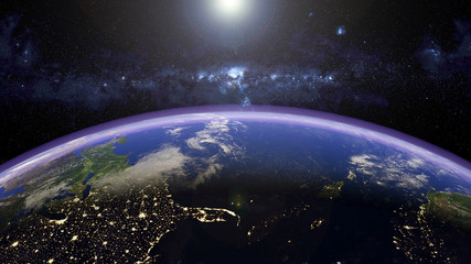 earth in space 3D rendering