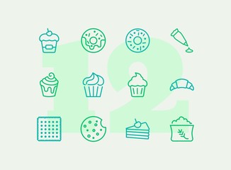 Sticker - Sweets line icon set 1