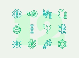 Poster - Agricultural technologies line icon set