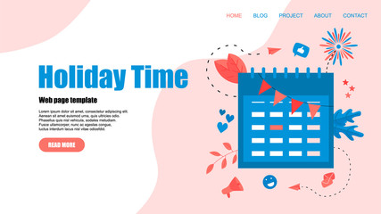 Wall Mural - Web Template. Holiday time illustration with purple mark on red-letter day	