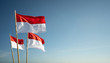 indonesia flags under blue sky independence day concept
