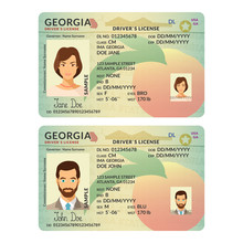 Vector Template Of Sample Driver License Plastic Card For USA Georgia