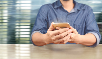  Business man using smartphone in hand