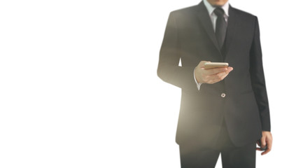  Business man using smartphone in hand