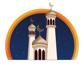 Wall Mural - Eid mubarak towers with quarter moon