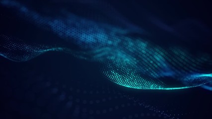 Poster - beautiful abstract wave technology background with blue light digital effect corporate concept