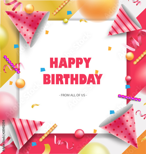 Happy Birthday Celebration Typography Design For Greeting Card