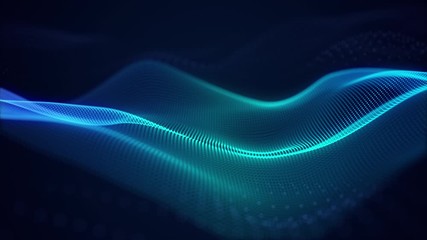 Poster - beautiful abstract wave technology background with blue light digital effect corporate concept