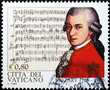 Portrait of Mozart on stamp of Vatican City