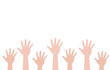 © miztanya - Vector icon of a raised hand up. Job search, staff, willing.