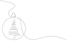 Christmas Background With Ball Ornament Line Drawing, Vector Illustration