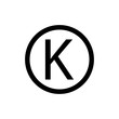 Letter k in circle sign. Kosher food sign