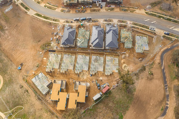 Wall Mural - Aerial view of housing development and construction in a newly established suburb in the area of Ginninderry in Canberra, Australia