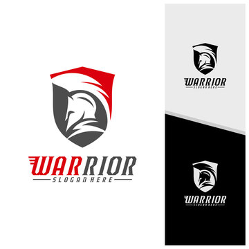 Spartan warrior logo design vector illustration. Warriors sport team logo design template.