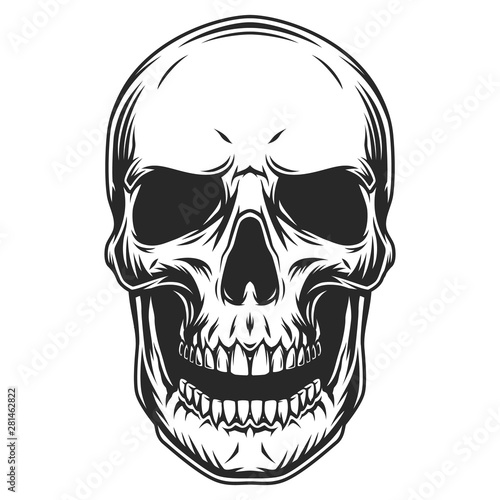 Vintage monochrome human skull template